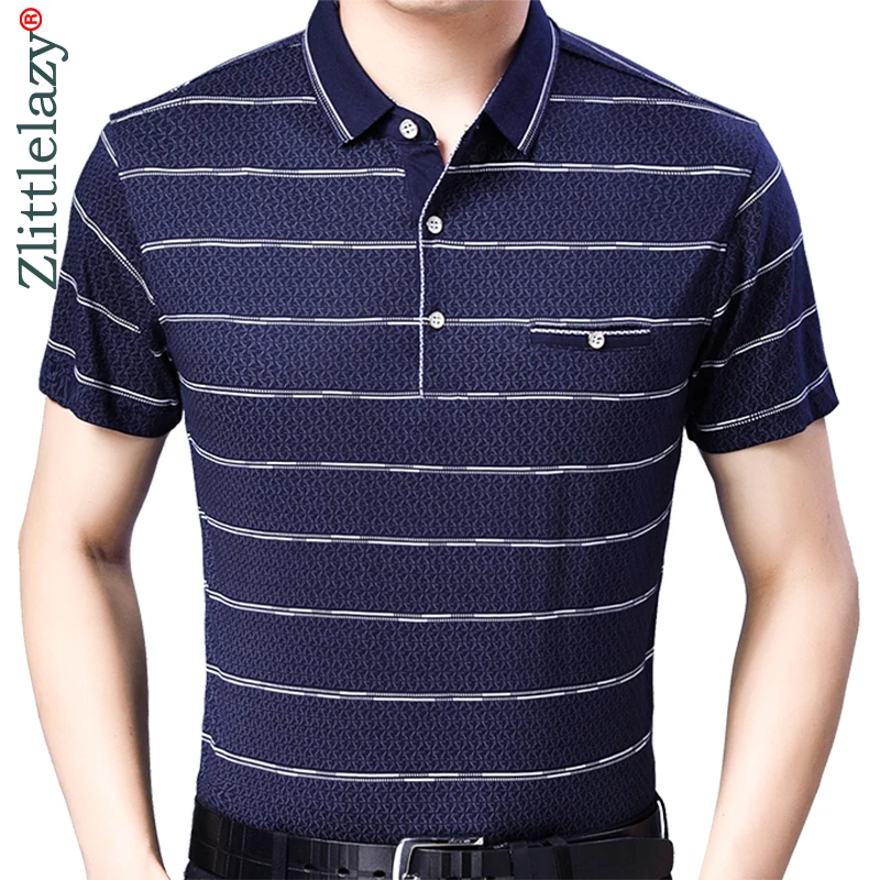 Мужская футболка-поло Повседневная футболка в полоску с коротким рукавом и
