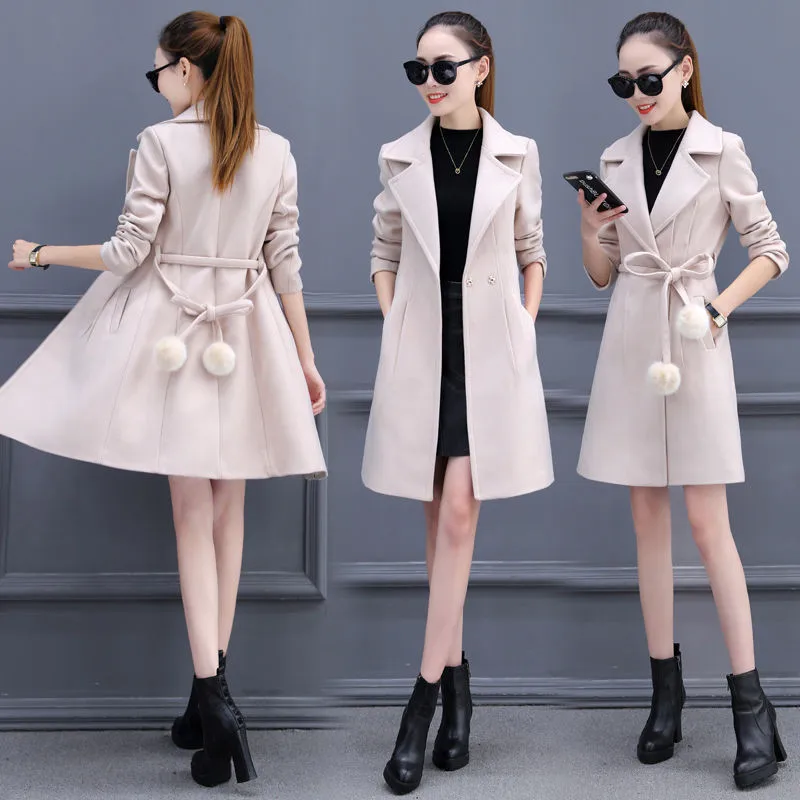 Женское пальто с длинным рукавом и отложным воротником повседневное элегантное
