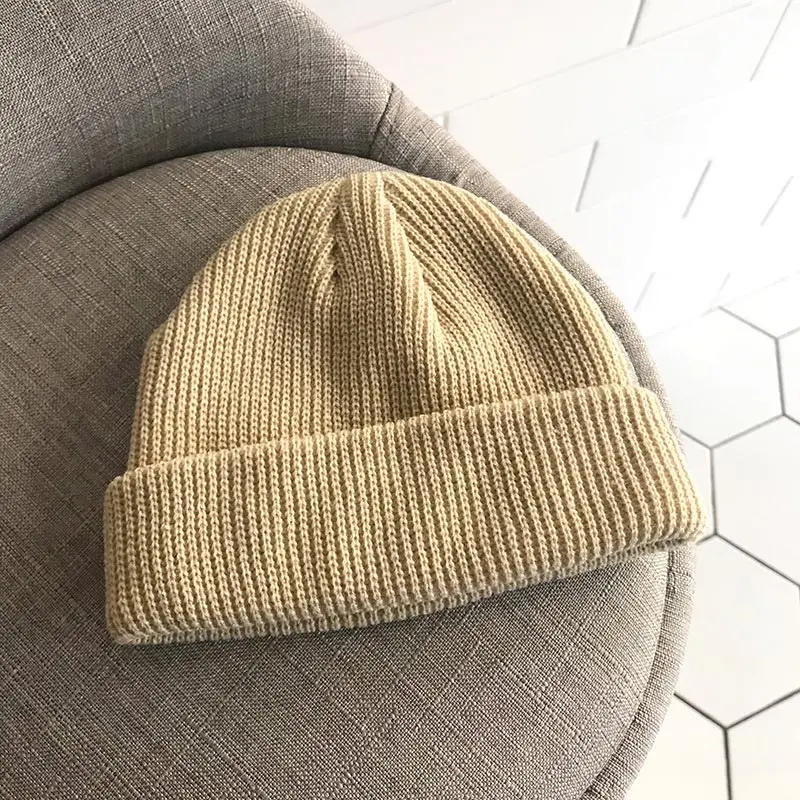 Модная мужская вязаная шапка бини Skullcap Сейлор кепка без полей Ретро Темно Синий