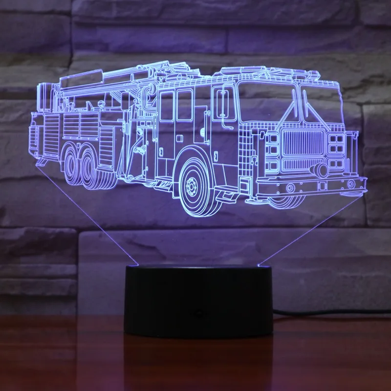 Новинка ночник Luminaria 3D светодиодный светильник пожарная машина настольная лампа