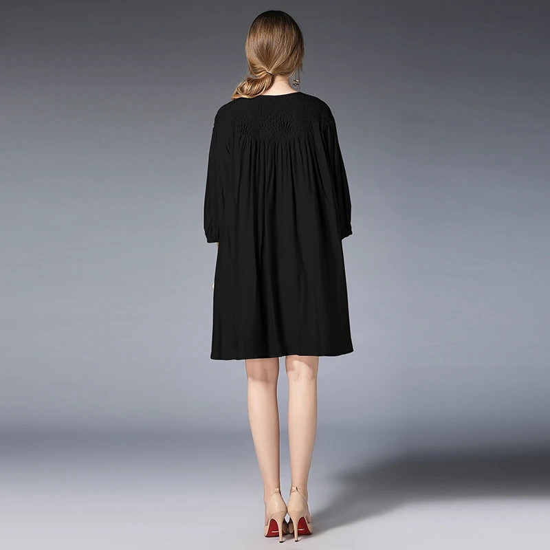 Plus size dresses summer lace loose Elegant dress Large Women crew neck Joining together mini oversize XL to 4XL | Женская одежда