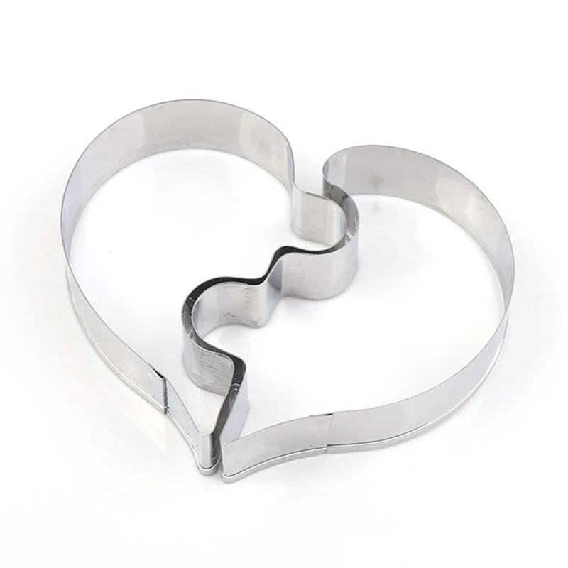 2 Pcs/Set Stainless Steel Left Right Love Heart Puzzle Shape DIY Cookie Biscuit Mould Cutter Baking Decorating Tools | Дом и сад