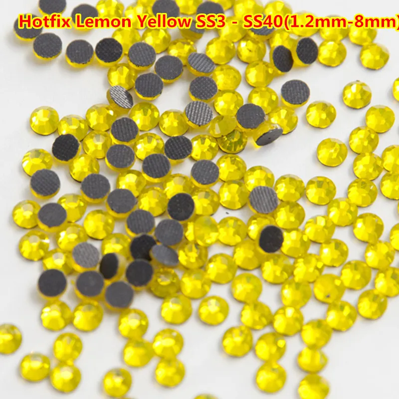 1440 шт./пакет желтые стразы горячей фиксации для рукоделия с плоским основанием