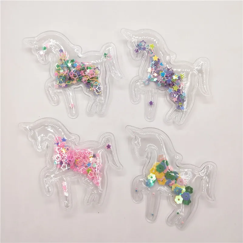

16pcs/lot 5.6x6.3cm Mix color Transparent unicorn Sequins Flowing Appliques DIY Accessories Craft Handmade Decoration