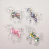 16pcslot 5 6x6 3cm mix color transparent unicorn sequins flowing appliques diy accessories craft handmade decoration