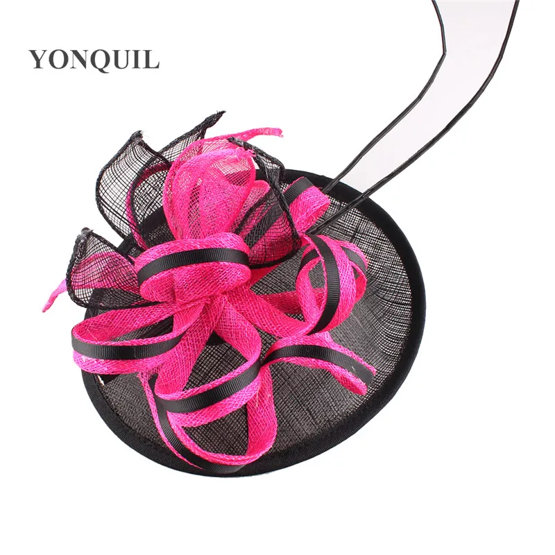 

Women Sinamay Fedora Hats Feather Fascinator Headband Hair Accessories Nice Cocktail Hats Party Headwear Wedding Millinery Cap