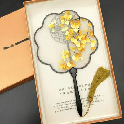 Su веер с вышивкой ручка двухсторонняя вышивка круговой вентилятор Hanfu аксессуары