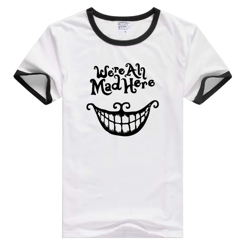 We're all mad here Alice Clipart повседневная мужская футболка с коротким рукавом удобная