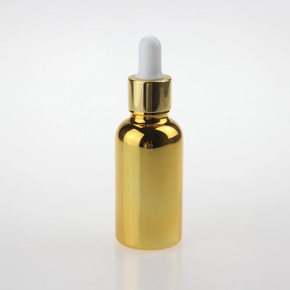 Luxury Empty 1 oz Bottle Of Dropper,  30ml Silver And Gold Essential Oil Glass Bottles