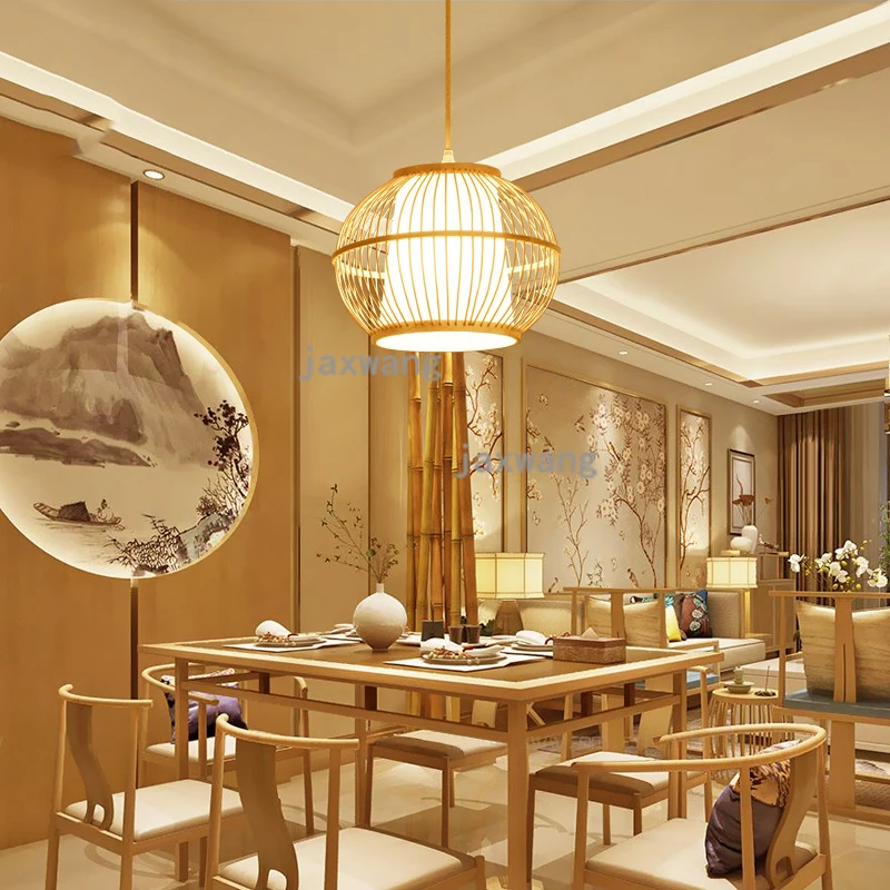 Asia Bamboo Art pendant lights Dining Room Weave kitchen hanging lamps Antique Bedroom de Lantern Rattan hanglamp light fixtures | Освещение