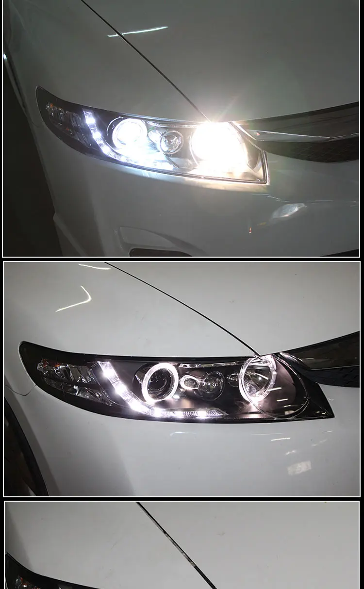 Hireno фары для 2006-2011 Honda Civic передних фар сборки светодиодный DRL ангел объектив двойной луч ксеноновые 2 шт
