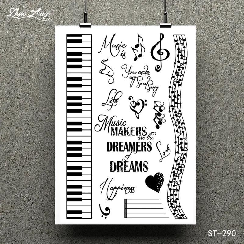 ZhuoAngMusic keyboard Clear Silicone Stamp/Seal for DIY Scrapbooking/Photo Album Decorative Card Making Stamps | Дом и сад