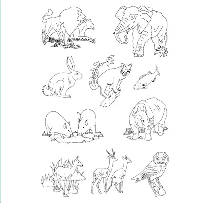 Животные слон рыба сова лев носороги резиновый прозрачный штамп/печать сделай