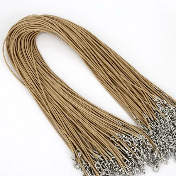 Light Brown 10 шт 1,5 мм 2 мм хлопковый, вощеный нейлоновый вощеный шнур застежка-карабин Веревка DIY браслет ожерелье ювелирных изделий - Цвет: Light Brown