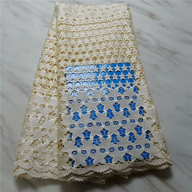 

Beautiful star stembroidery cord lace African guipure lace fabric African Cord Laces Guipure Lace Fabric For Nigerian Wedding