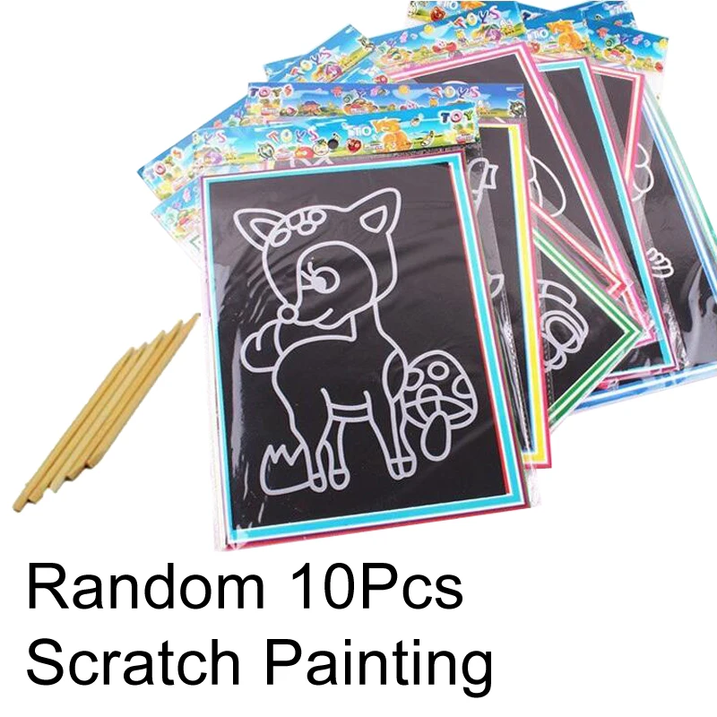 10S Scratch painting 20 шт/10 шт магический скретч-арт-блокнот для рисования песком карты для раннего обучения, творческие игрушки для рисования для детей GYH - Цвет: 10S Scratch painting