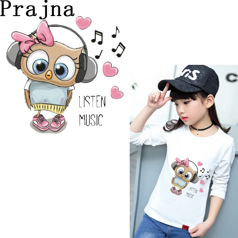 Pranjna D напечатанный патч милая птица прослушивание музыки термоклейкая