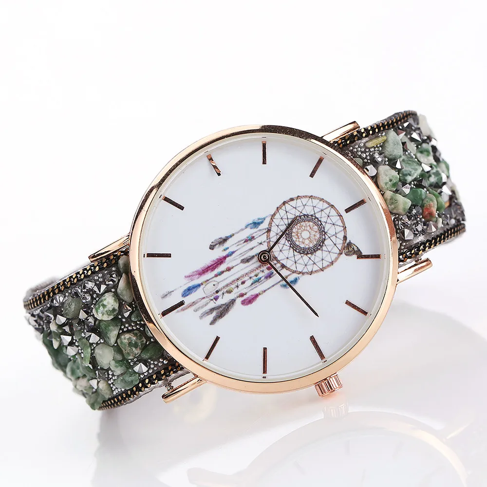 Райский 2017 1 шт. Новая мода обёрточная вокруг браслет часы булыжник синтетическая