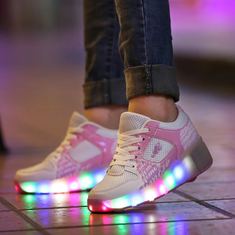 Дизайн, повседневные кроссовки Heelys с колесом для мальчиков, весенняя обувь на роликах для девочек, Zapatillas Zapatos Con Ruedas, черный цвет