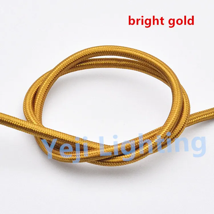 bright gold Яркий кабель в оплетке Ретро подвесной провод двухъядерный Эдисон Ретро лампочки шнур 0,75 мм электрические провода потолок Роза навес - Цвет: bright gold