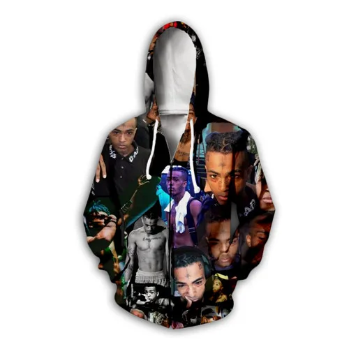 XXXTentacion хип хоп рэппер принт 3d толстовки кофты пуловер на молнии Jahseh Dwayne Ricardo Onfroy сращивания коллекция - Цвет: zip hoodie