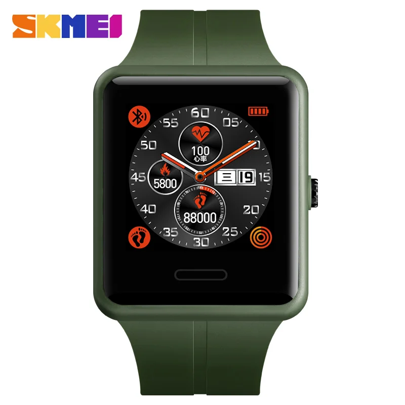 green SKMEI Smartwatch монитор сердечного ритма во время сна шагомер приложение напоминание вызова умный Браслет Удаленная камера мужские Smartwatch для Android IOS - Цвет: green