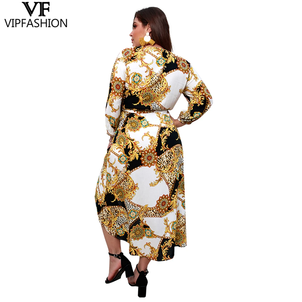VIP Мода 2019 последние товары Модные свободные летние платья плюс размер v образным вырезом с длинным рукавом