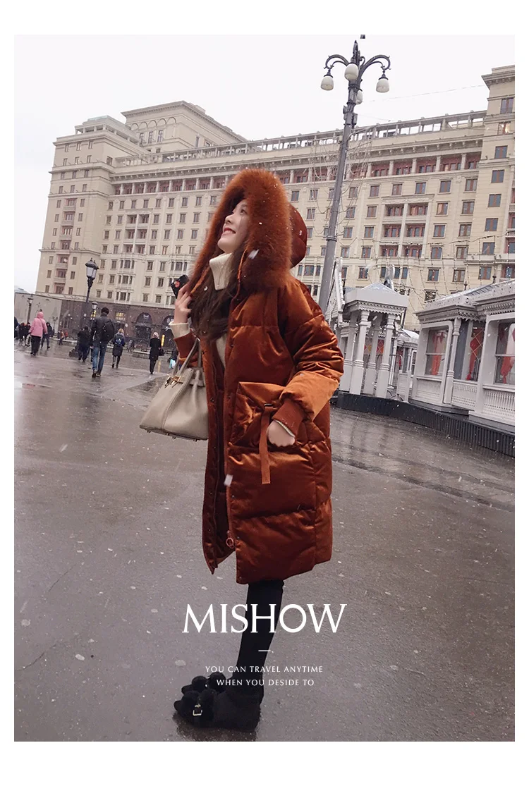 Mishow Женское пальто-пуховик с капюшоном женский пуховик с отделкой мехом MX17D8823
