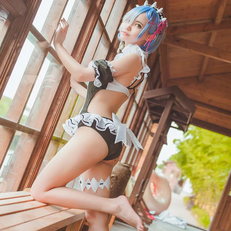 Anime Re: Life a Different World from Zero Ram Rem Fanart Cosplay Costume Kawaii Swimsuit Re:Zero kara Hajimeru Isekai Seikatsu |