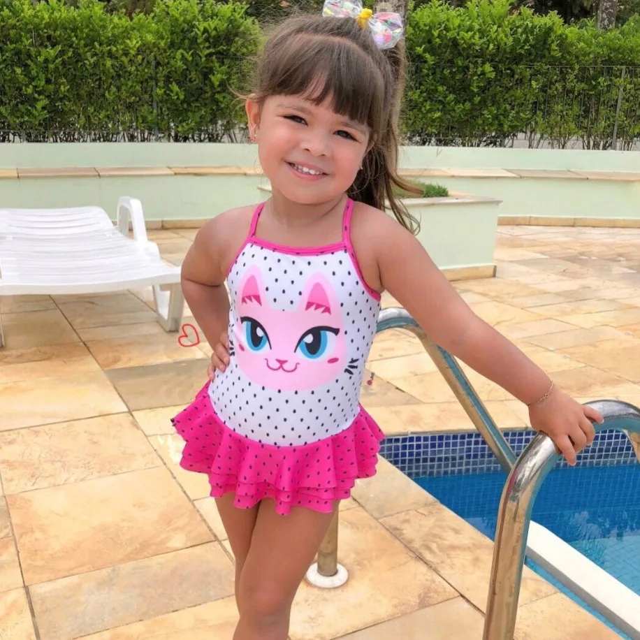Детский купальник летний цельный купальный костюм милый розовый