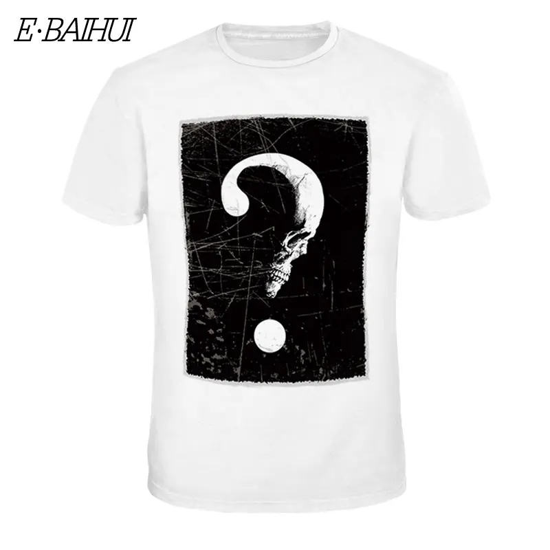 E-BAIHUI парные футболки с принтом Знак вопросов мужская хлопковая одежда Swag мужские