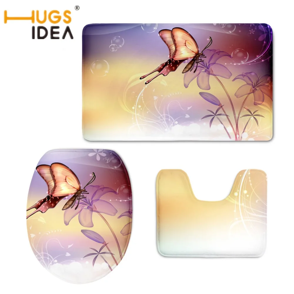 HUGSIDEA аксессуары для унитаза с 3D рисунком бабочки коврик сиденья нескользящий