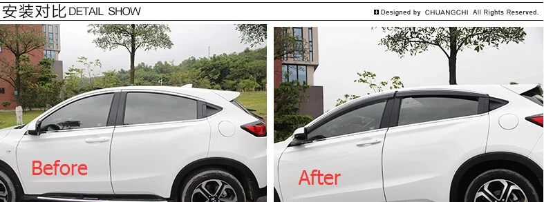 

Lapetus Accessories For Honda VEZEL / HR-V 2014 - 2020 Window Visors Awnings Wind Rain Deflector Visor Guard Vent Protective Kit