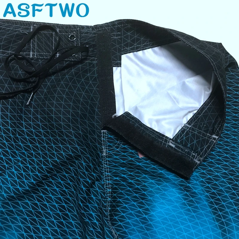 ASFTWO мужские пляжные шорты бермуды с принтом, быстросохнущие шорты для серфинга из полиэстера, синие шорты, большие размеры XL XXL