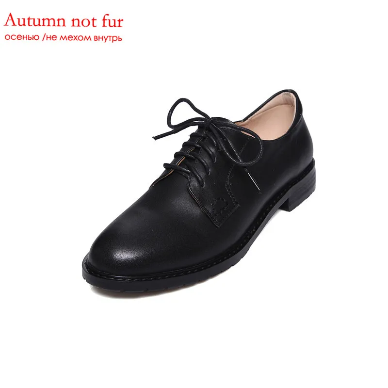 black cow leather 2 MORAZORA/ г. Новинка, туфли на плоской подошве из натуральной кожи, женские модные туфли-оксфорды на шнуровке с круглым носком демисезонная повседневная обувь - Цвет: black cow leather 2