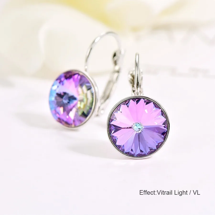 CRYSTAL-VL Серьги-гвоздики с кристаллами Swarovski, новые модные круглые женские серьги Bella, вечерние свадебные серьги, ювелирные изделия, подарок для мамы и женщины - Окраска металла: CRYSTAL-VL