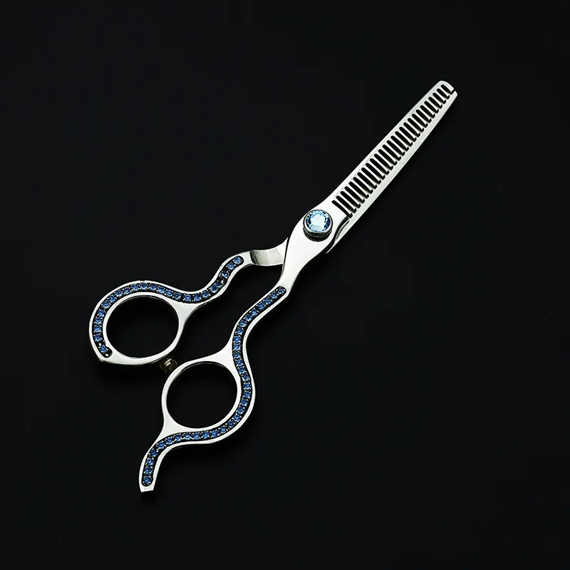 Набор ножниц для волос 6 0 дюймов Синие стразы Профессиональные парикмахерские
