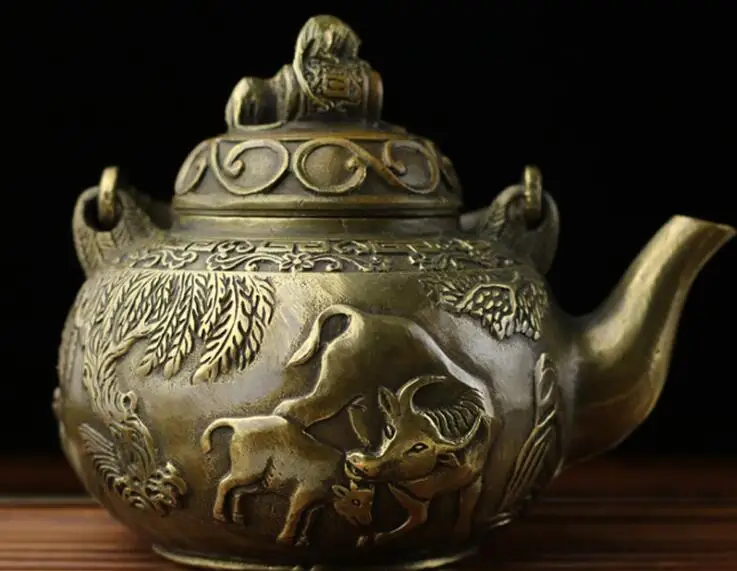 

Antique bronze cattle teapot decoration decoration Home