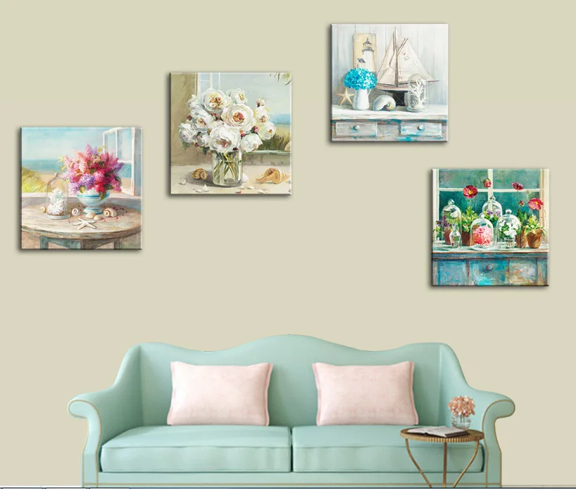 

4 pieces Mediterranean style still life painting frameless painting decoration for wall