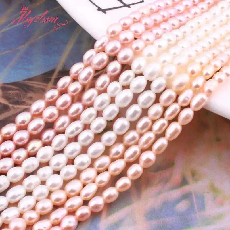 

3-3.5mm Smooth Oval Freshwater Pearl Beads Natural Stone Beads For DIY Necklace Bracelat Earring Jewelry Making 14"Free Shipping