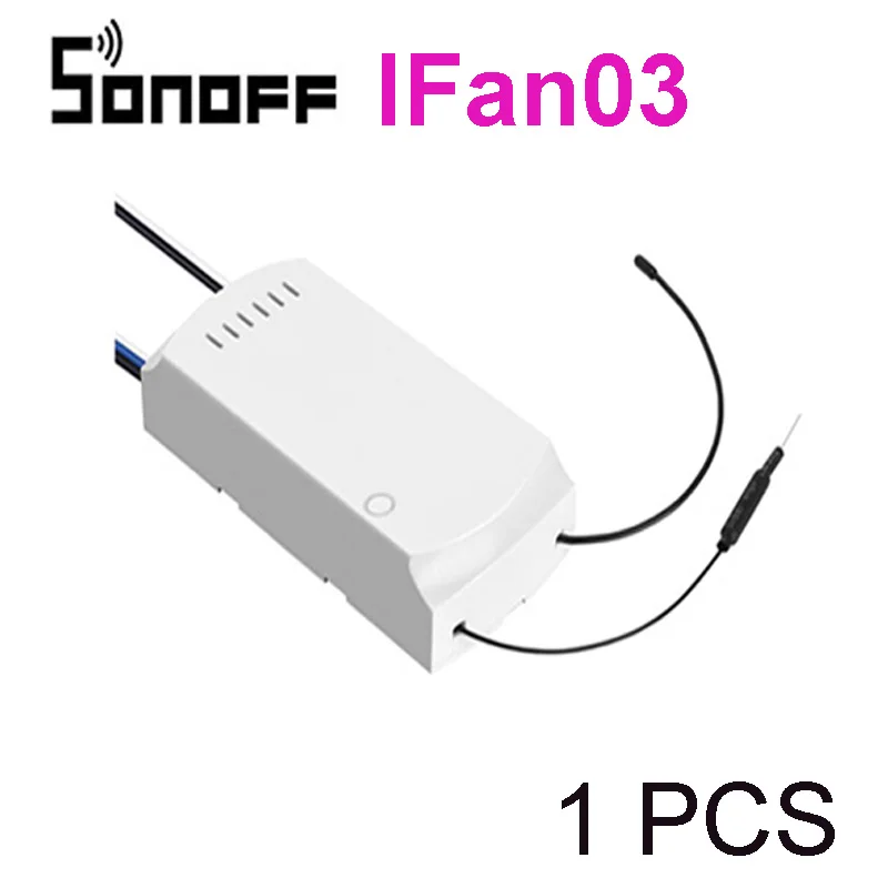 Sonoff IFan03 1PCS SONOFF iFan03 Wi-Fi потолочный вентилятор и светильник управление Лер поддержка 433 МГц RF пульт дистанционного управления голосовой пульт дистанционного управления с помощью приложения ewelink - Комплект: Sonoff IFan03 1PCS