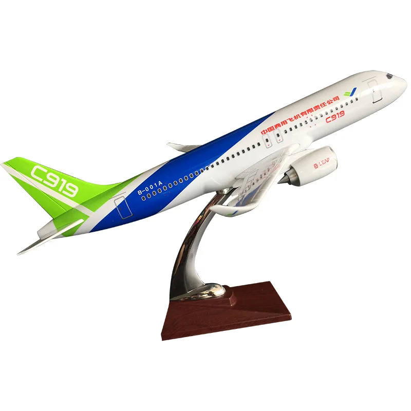 38 см Смола C919 Китай коммерческий самолет Airbus Модель Летающий авиационная модель