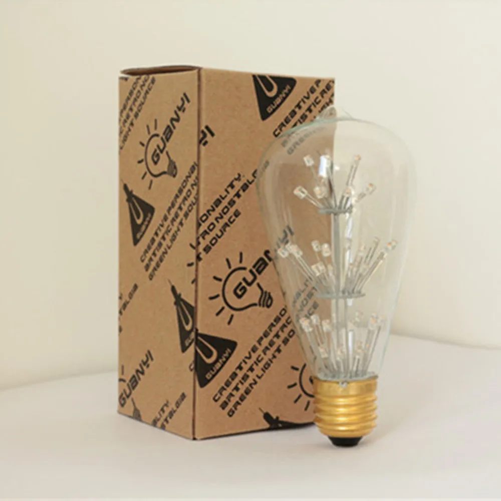 

4pcs Vintage Classic LED Starry Bulb ST64 AC85-265V E27 3W Retro Antique Glass LED Light for Bar Restaurant Clothes shop