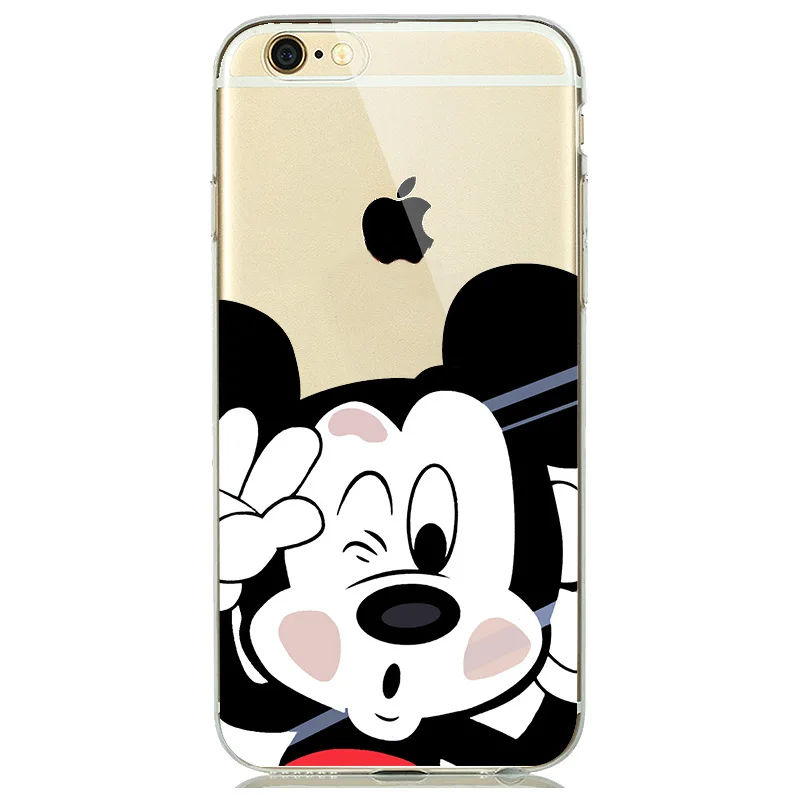 Mickey-Clear Роскошный чехол для телефона из искусственной кожи с Минни Маус для iPhone 6S 7 8 Plus 7plus 8plus Мягкий силиконовый чехол для iPhone 11 Pro MAX X XR 11Pro Coque - Цвет: Mickey-Clear
