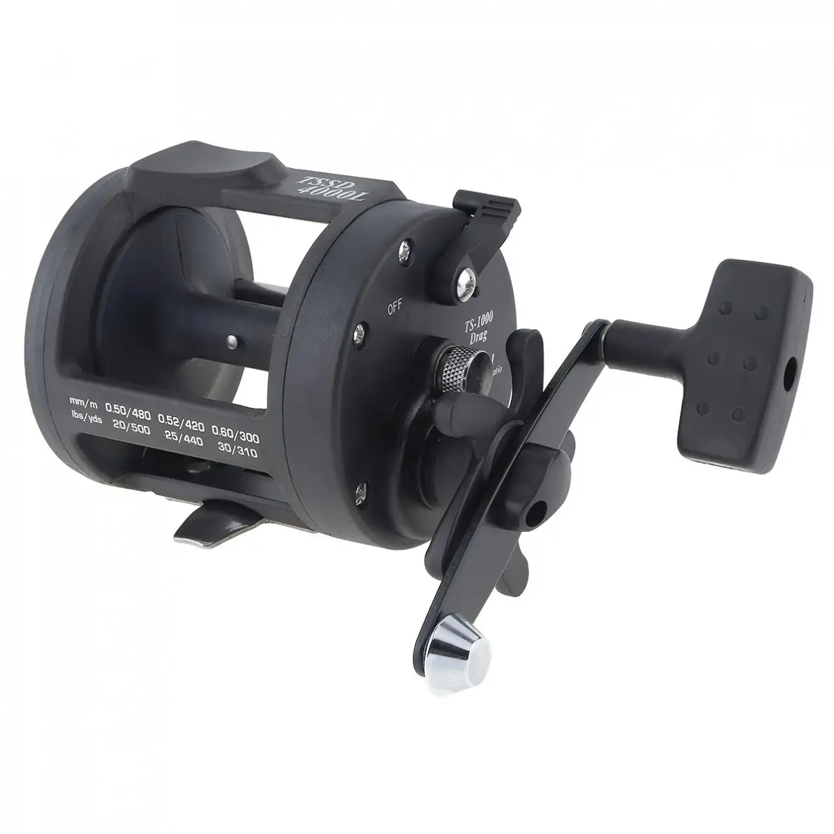 Black Drum Fishing Reel 4000 Series Gear Ratio 3.8:1 Right Hand Trolling Wheel Casting Boat Sea | Спорт и развлечения