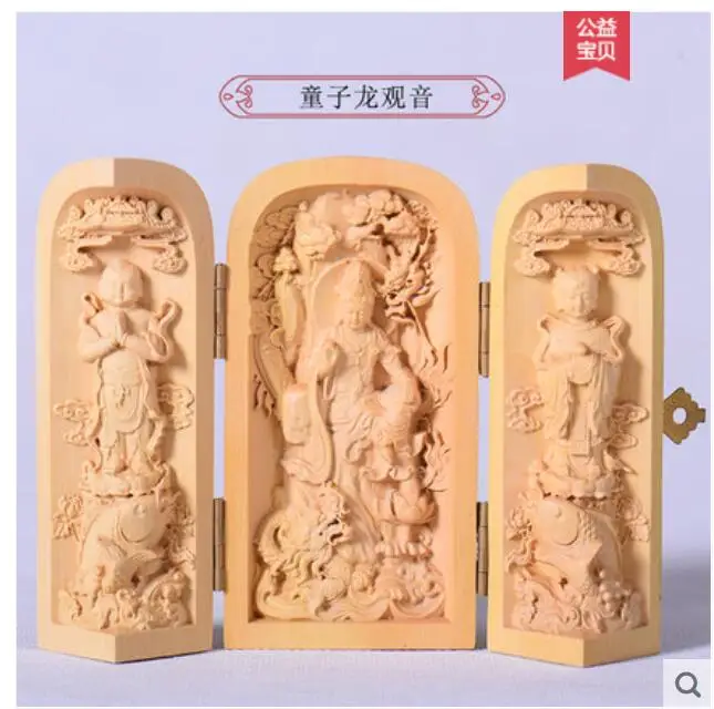 Дольки твердой древесины резьба по дереву Западная три Святой Будды мебели из