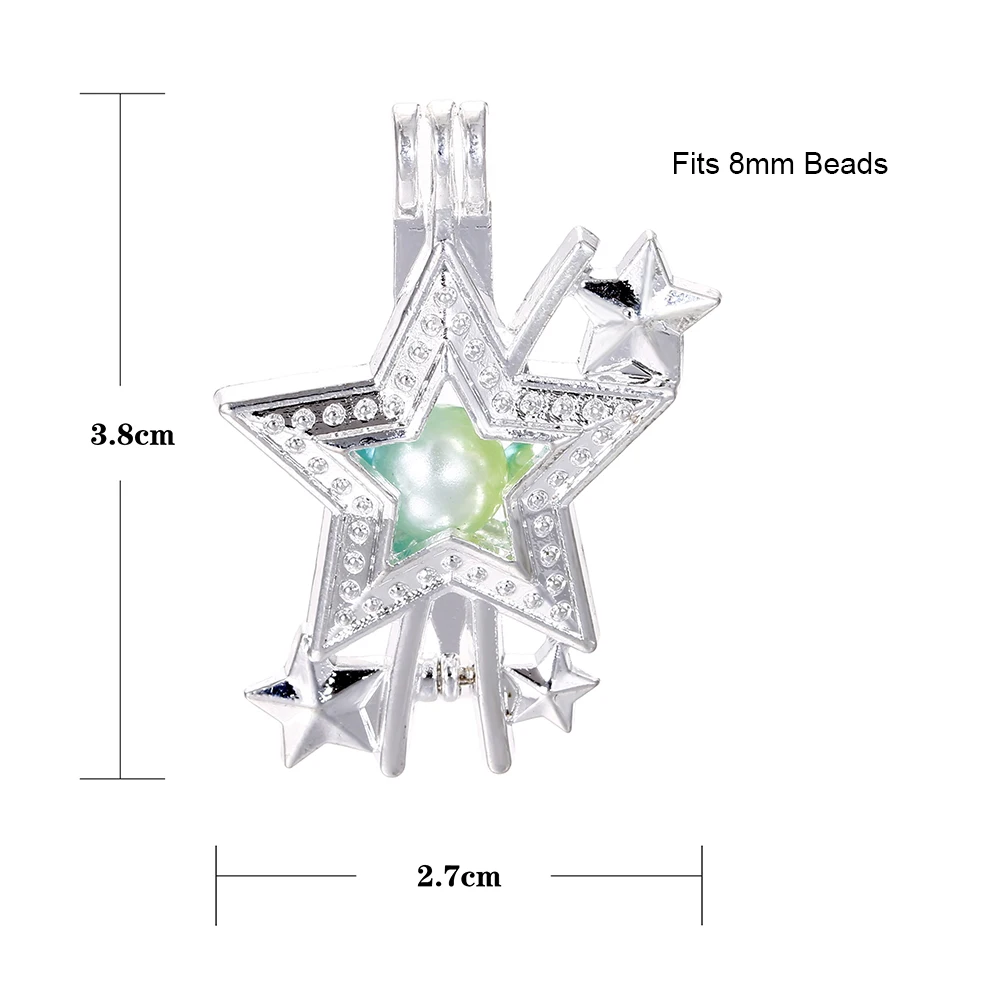 10 шт. серебряная звезда фильмы жемчужные бусины &quotклетка&quot клетка эфирное масло