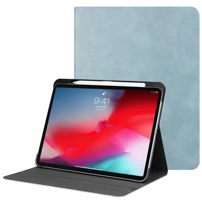 Light blue Для iPad Pro 11 из искусственной кожи чехол тонкий смарт принципиально для нового Apple iPad Pro 11 Защитная подставка планшет кожи с подставка для ручки - Цвет: Light blue
