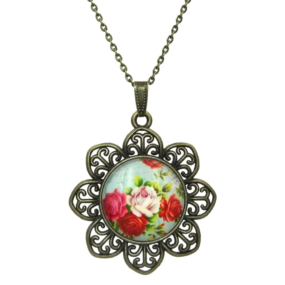 Женское винтажное ожерелье с подвеской в виде цветка розы|chain necklace|necklace womenvintage