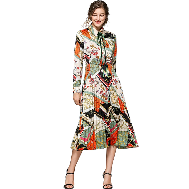 Trytree 2019 лето осень повседневное элегантное платье богемный принт отложной